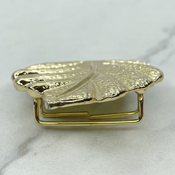 Vintage Gold Tone Leaf Belt Buckle Piece - Picture 2 of 5